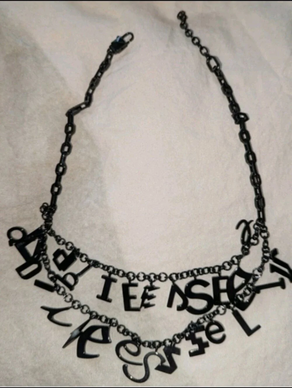 Diesel Vintage Rare Find Stainless Steel Black Layered Statement Necklace